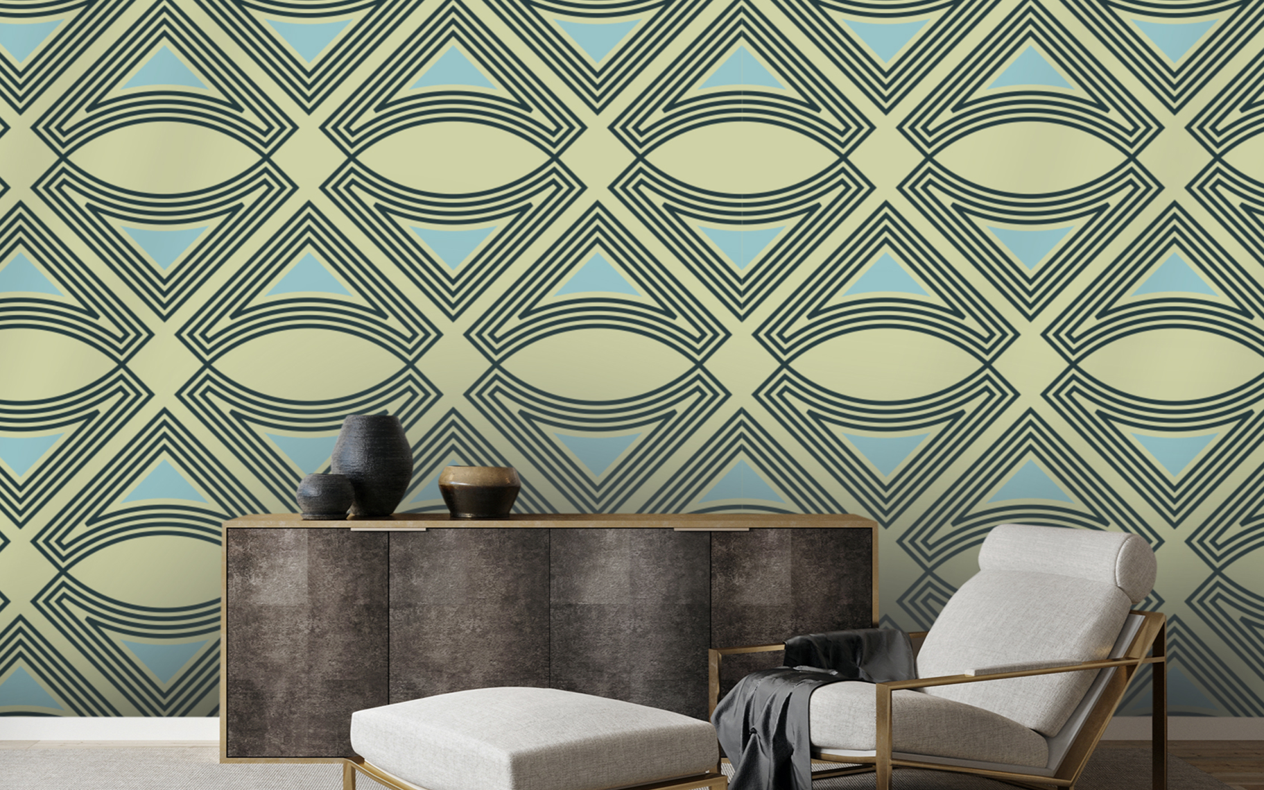 Curved Triangle Pattern Light Blue BG Seamless