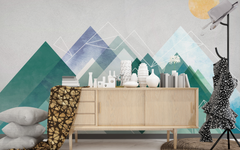 Geometric Sun and Mountain