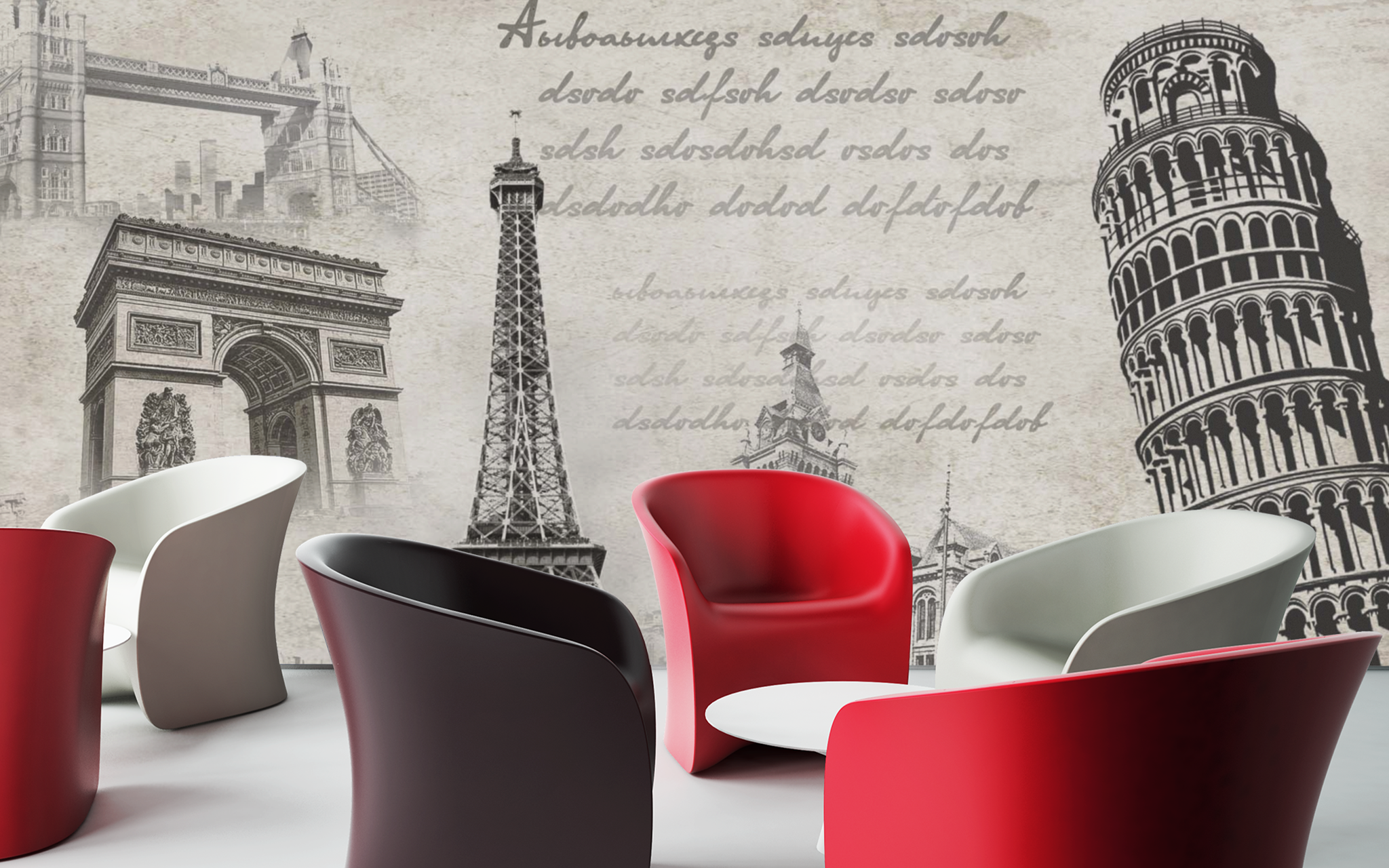 European Landmarks Vintage Background