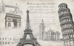 European Landmarks Vintage Background