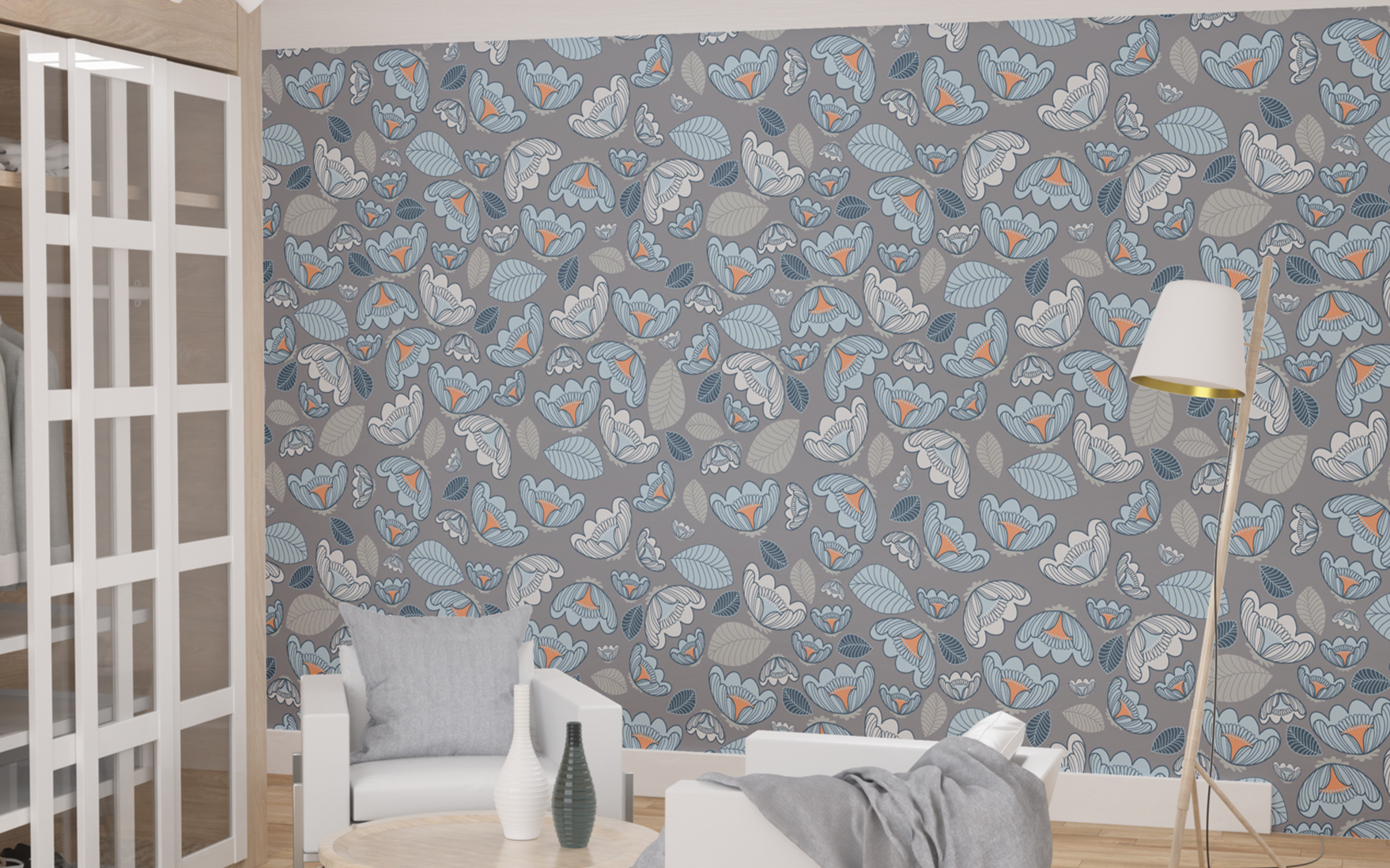 Floral Gray Pattern Seamless