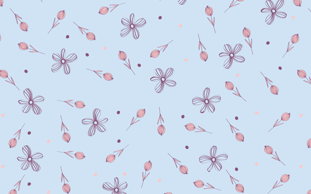 Flower Patterns Light Blue BG Seamless
