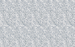 Gray Stemmed Leaves Light Gray BG Seamless