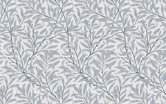 Gray Stemmed Leaves Light Gray BG Seamless