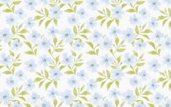 Green and Blue Leaves Pattern White BG Seamless