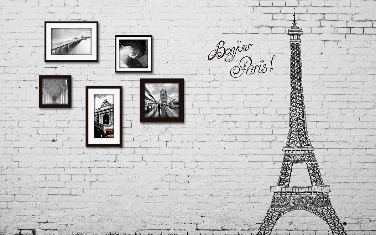 Bonjour Paris in Brick Wall