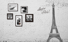 Bonjour Paris in Brick Wall