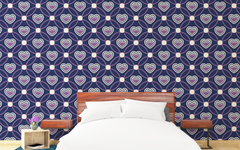 Heart Patterns Blue BG Seamless