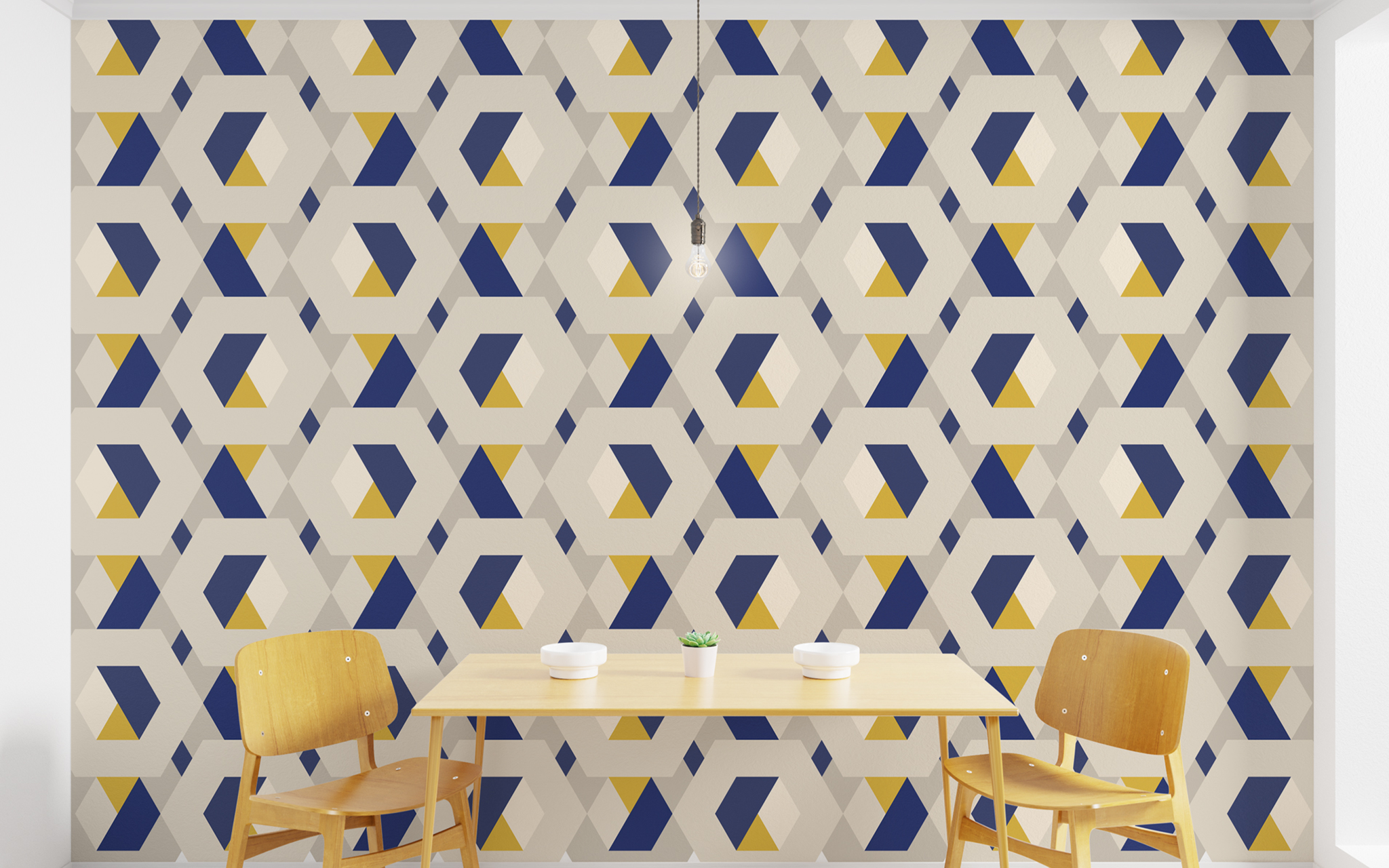Hexagonal Blue-Yellow BG Seamless