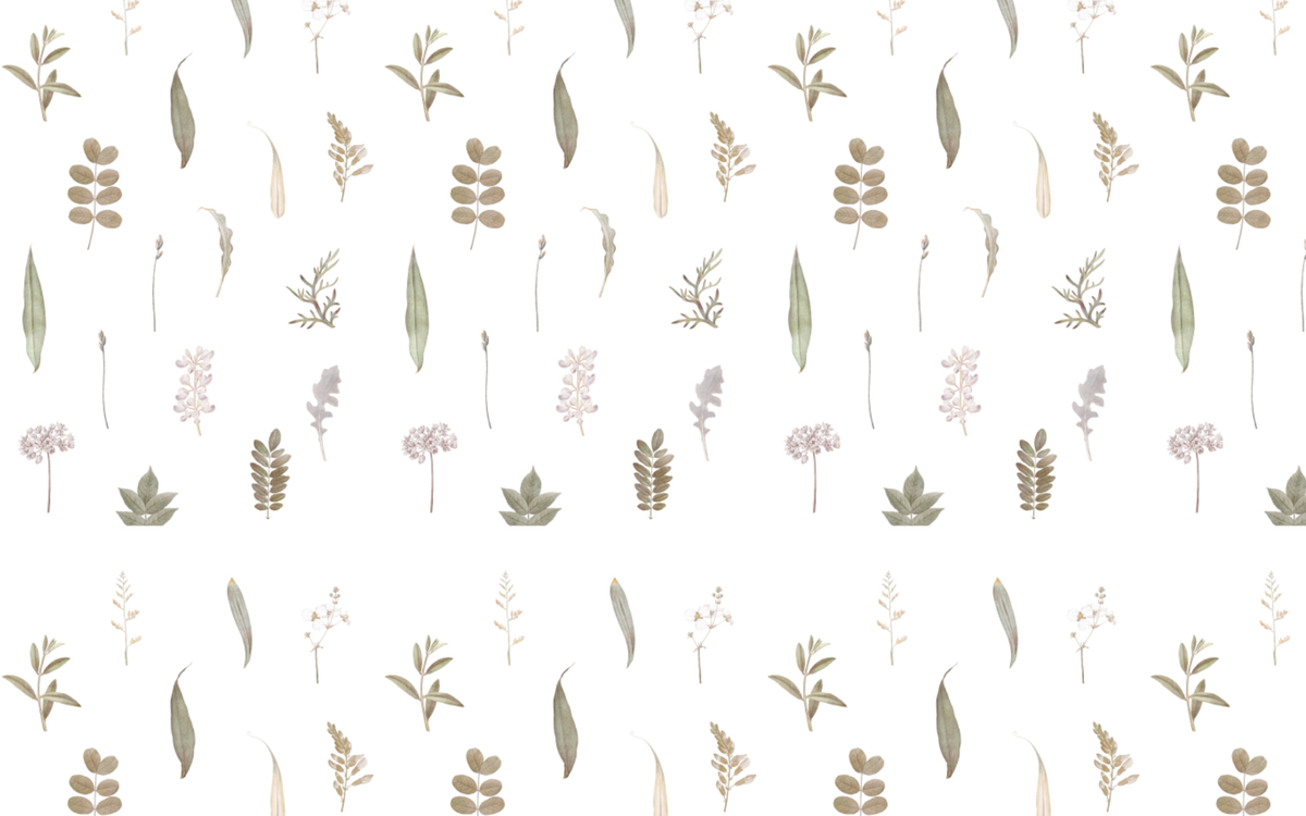Leaves and Branches Pattern White BG Seamless