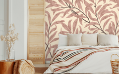 Long Stemmed Brown Leaves Pattern Cream BG Seamless