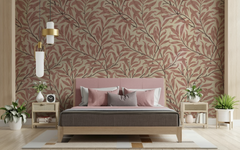 Long Stemmed Brown Leaves Pattern Cream BG Seamless