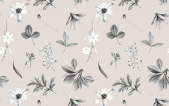 Monotone Gray Leaves Cream BG Seamless