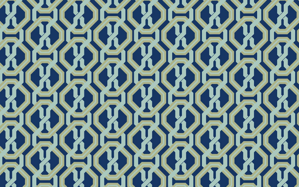 Octagonal Chainlink Pattern Blue BG Seamless
