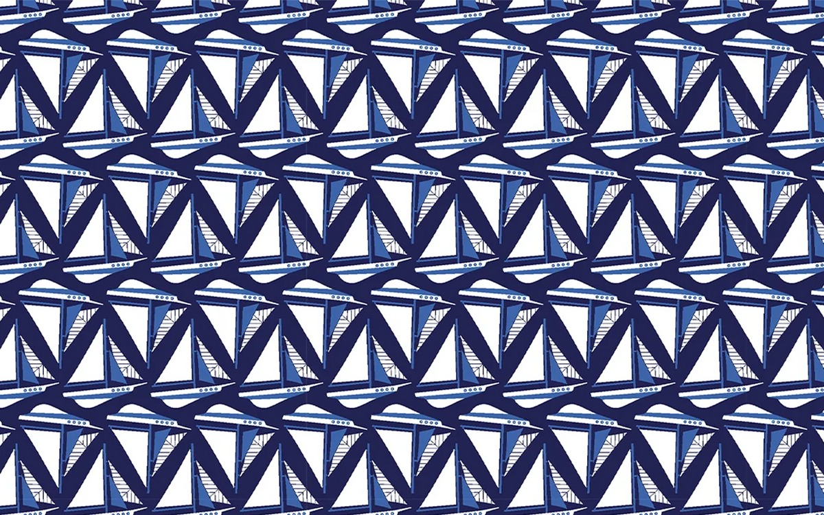 Geo Abstract Blue and White Pattern/Seamless