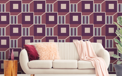 Purple Squares abd Vertical Lines Plum Color BG Seamless