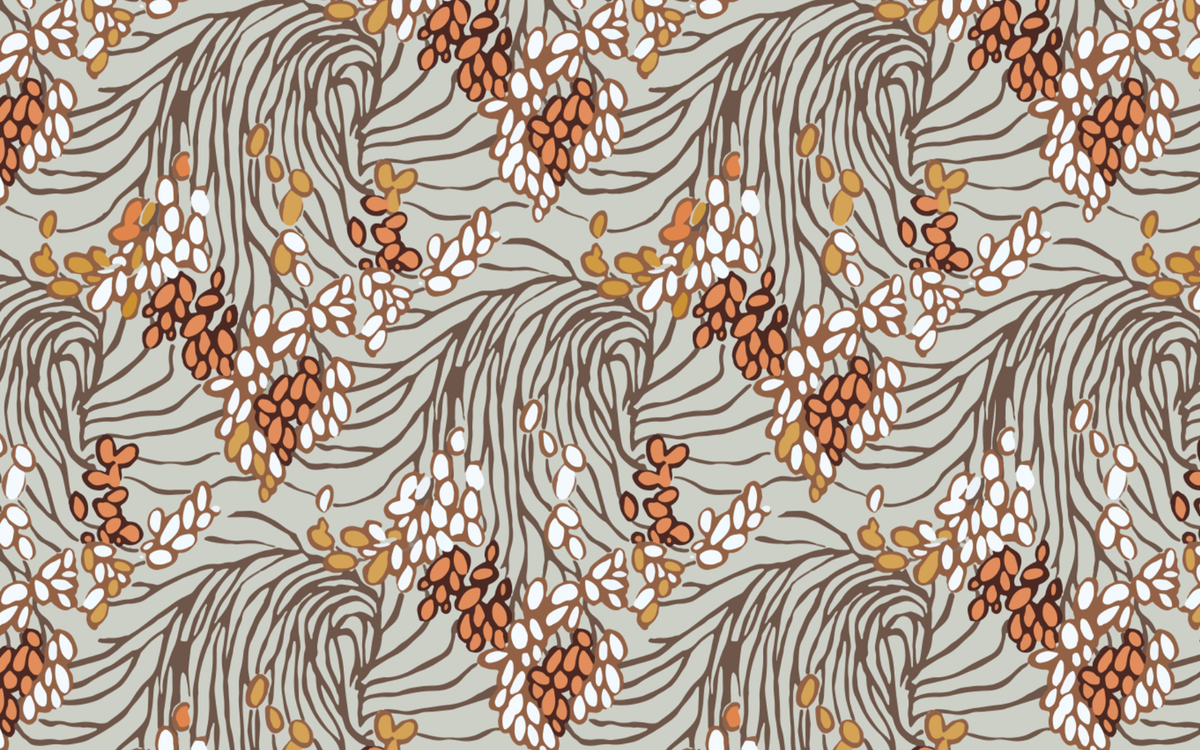 Small Leaves Pattern Light Gray BG Seamless