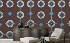 Square Inside Circles Pattern Brown BG Seamless