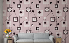 Squares and Circles Pattern Pink BG Seamless