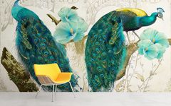 Twin Peacock French Background