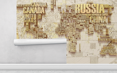 World Map in Cream Backdrop