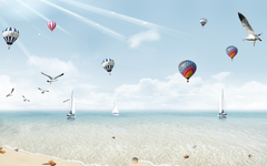 Black Birds, Balloons and Boats