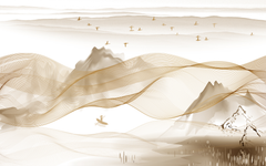 Man Sailing a Boat Through Gold Waves