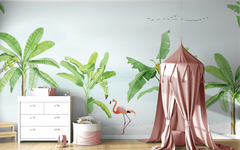 Banana Trees with Flamingos