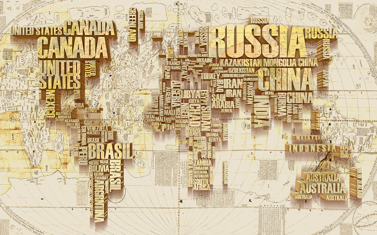 World Map in Cream Backdrop