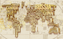 World Map in Cream Backdrop